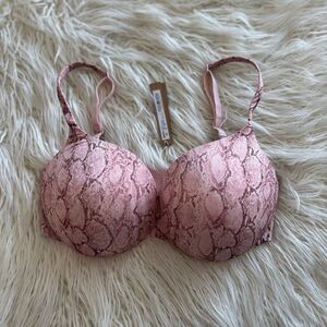 Skims Ultimate Push-up Plunge Bra Rose Pastel Snake Print Size 34DD